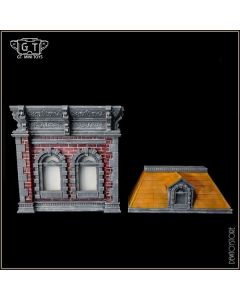 [Pre-order] GT Mini 1/12 Scale Action Figure Diorama Display Background - Mini001B2 Grey and Red Wall and Orange Roof